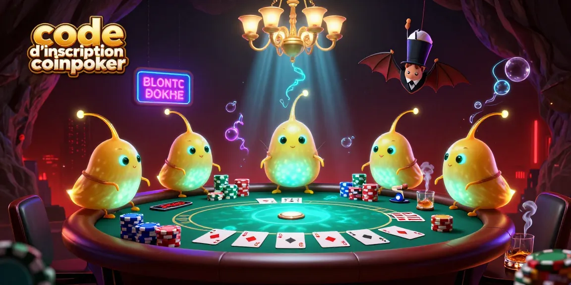 Célébrez le code d'inscription coinpoker pour des jeux captivants dans un casino animé par des vers luisants 3D.