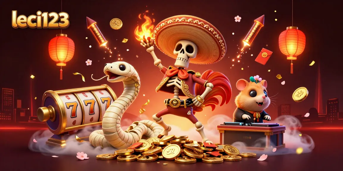Experience the vibrant world of leci123 with a lively 3D illustration showcasing online casino excitement and fun.