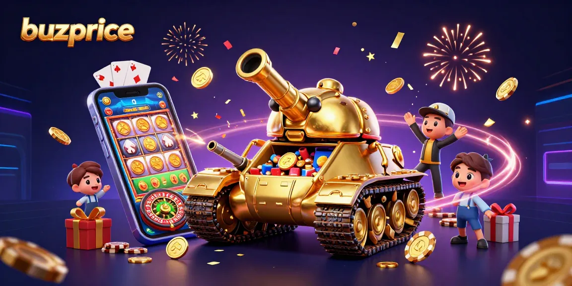 Experience the excitement of buzprice with a massive golden beetle tank revealing a miniature casino.