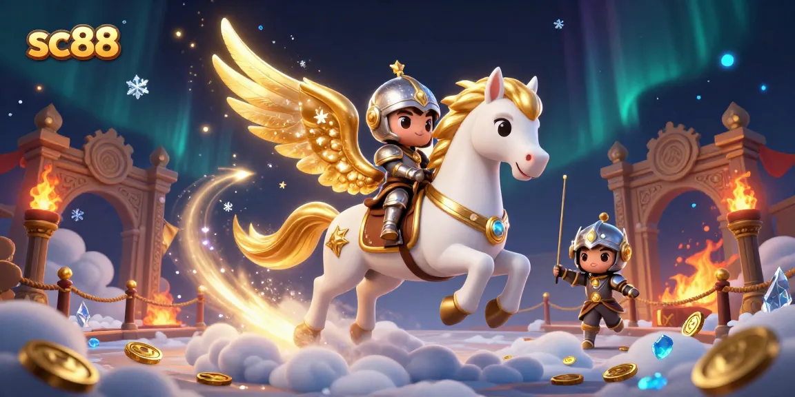 Experience the thrill of sc88 with a magical 3D casino scene featuring celestial characters and rich details.