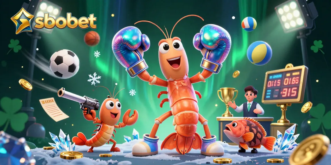Experience sbobet sports betting action with our dynamic 3D illustration featuring vibrant characters and game elements.