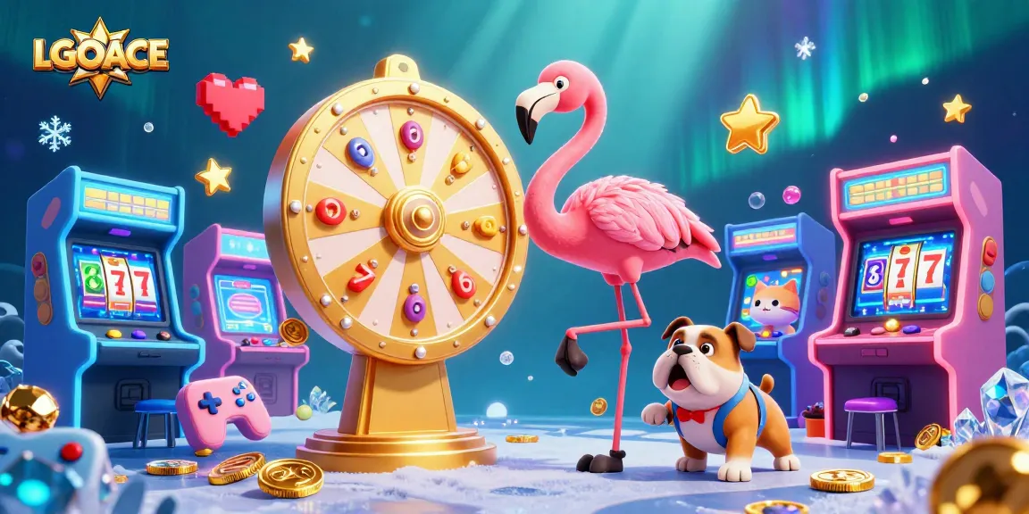 LGOACE engages players with an exciting prize wheel amidst vibrant 3D gaming elements.