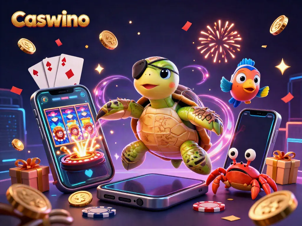 Spin thrilling slots at Caswino with pirate characters and treasure in a vibrant scene.