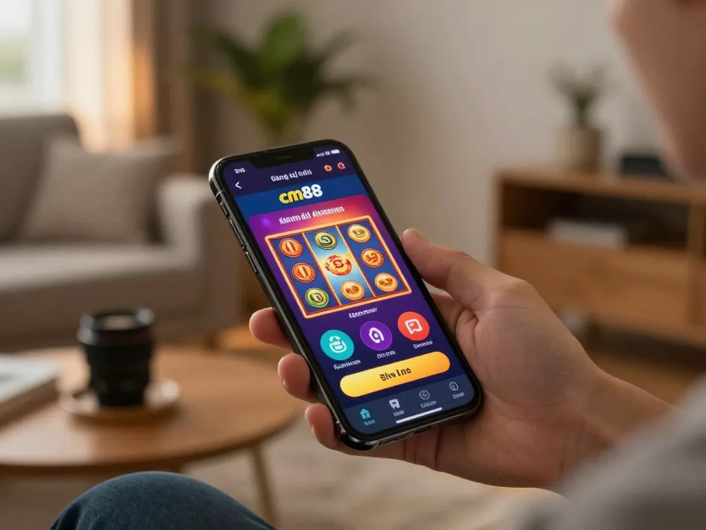 Register for đăng ký cm88 with a vibrant mobile casino app while enjoying a cozy home environment.