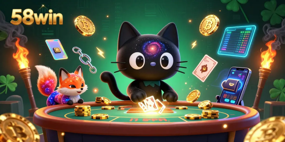 Join the thrilling action at 58win's cosmic casino with vibrant characters and dazzling game elements.