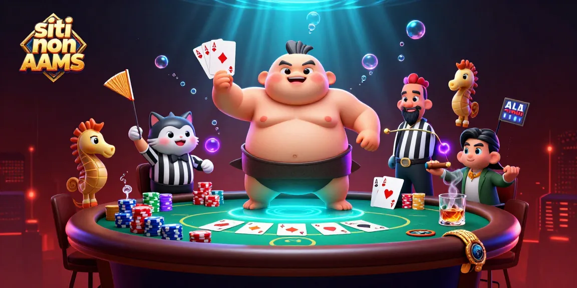 Siti non AAMS: Interagisci con il fugu 3D e il pesce gatto arbitro in una scena di poker sottomarina.