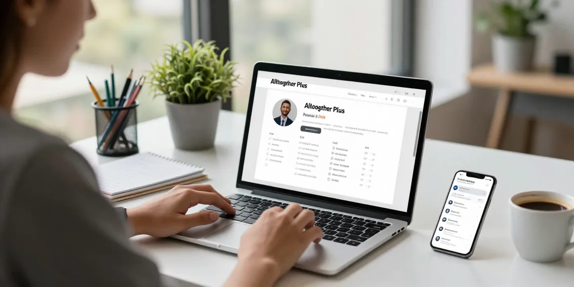 Promote your servises startups with a self-employed professional engaging on Alltogether Plus in a modern workspace.