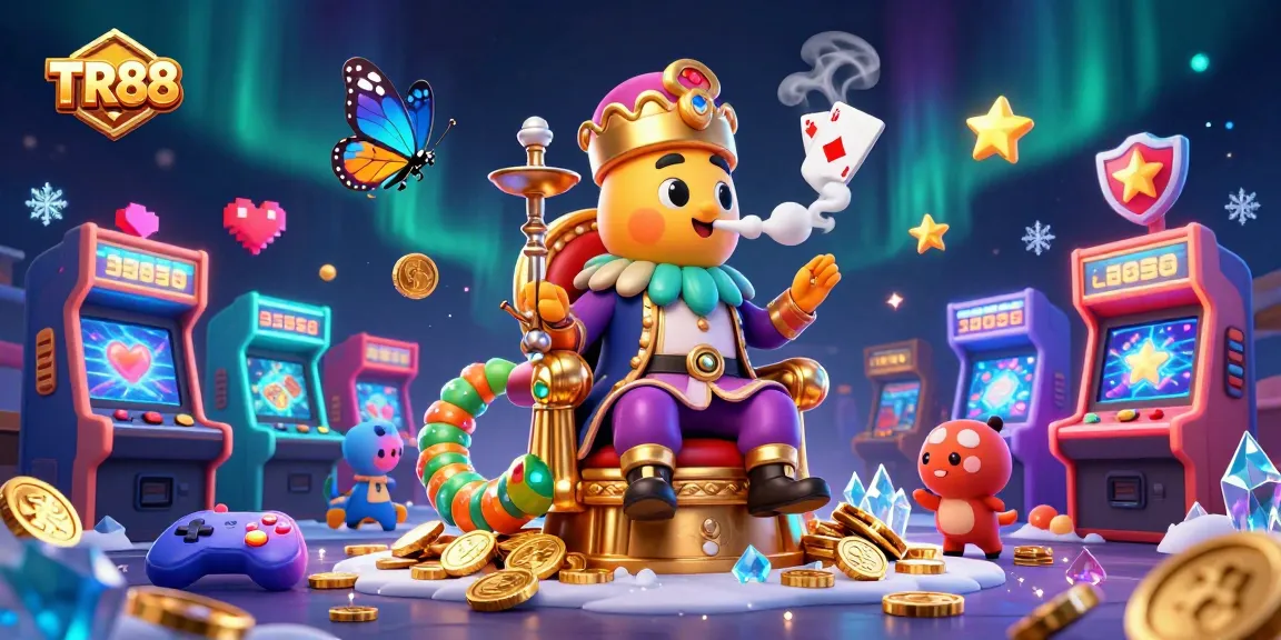 Engage with TR88’s vibrant casino universe featuring colorful games, caterpillars, and a mystical ambiance.