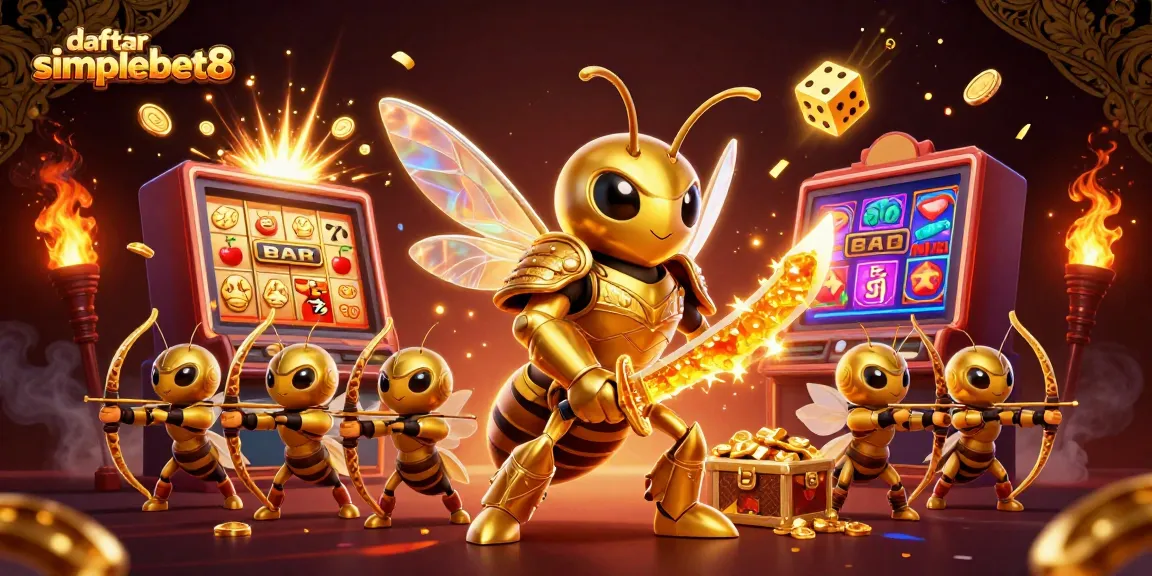 Join the excitement and daftar simplebet8 with 3D hornet samurai and golden casino treasures.