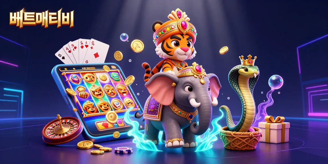 Engage with 배트맨티비 as you spin colorful slot reels in this vibrant casino illustration.