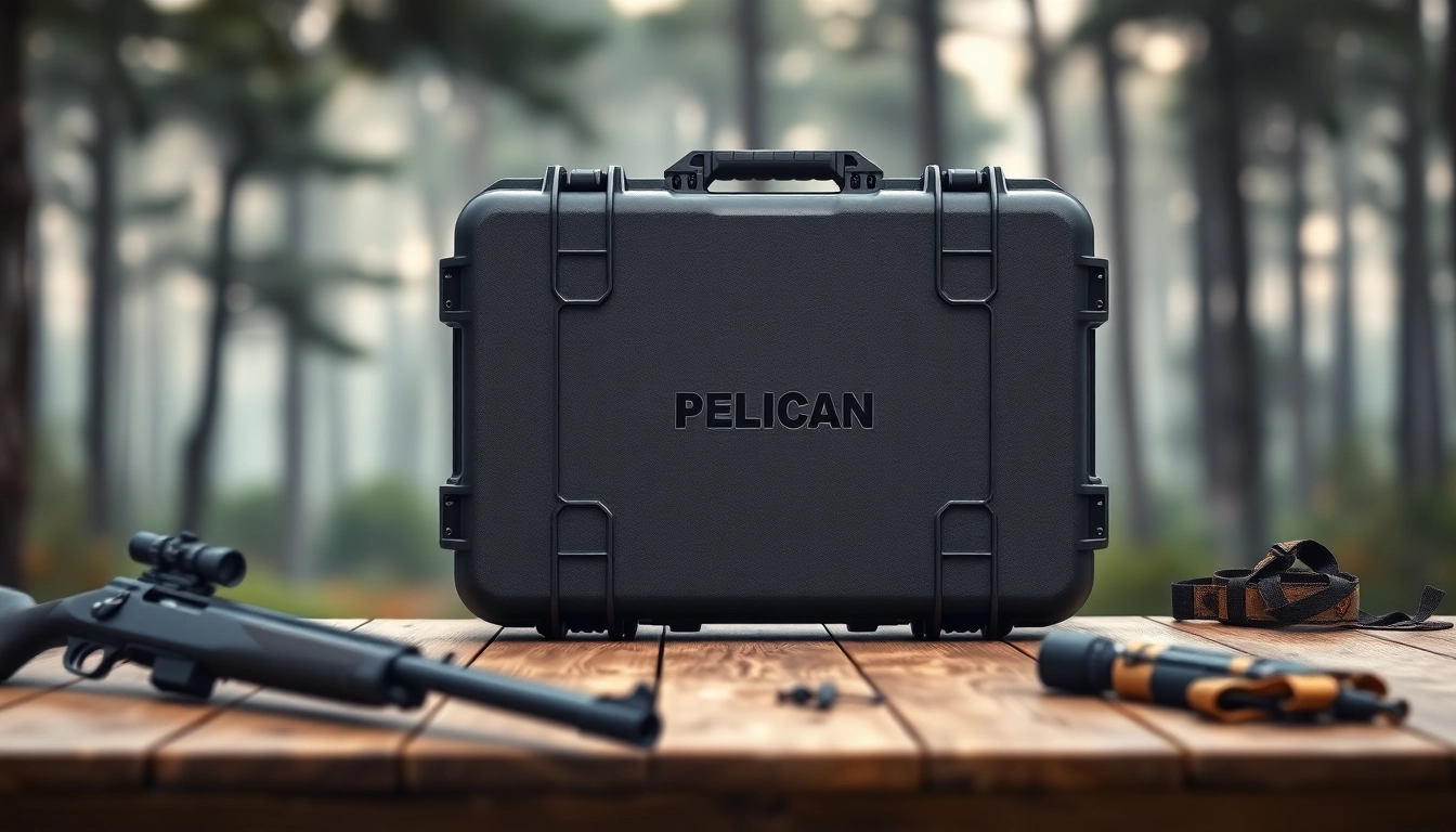 Shop pelican gun case for sale, showcasing robust design and outdoor adventure context.