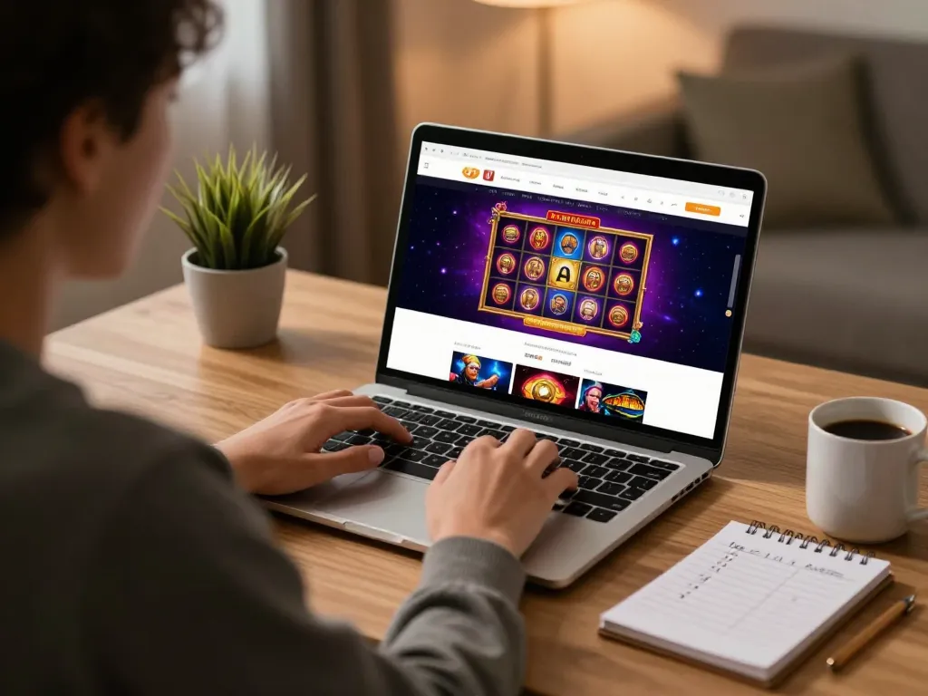 Engaging online gaming with a vibrant white label casino interface on laptop.