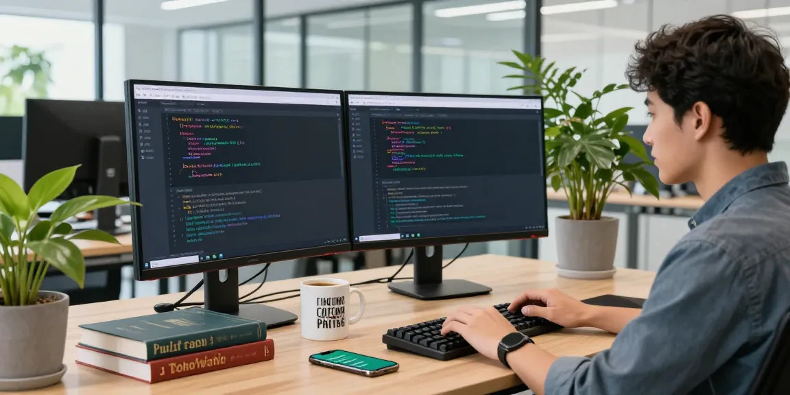 Developer engaging with WhatsApp網頁版 in a modern workspace environment.