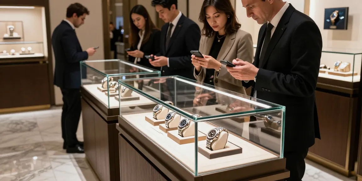 Rolex super clone watches showcased elegantly in a luxury boutique.