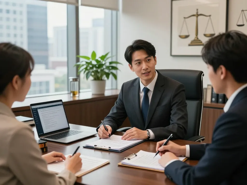 USA lawyers consulting with a client in a professional legal office, showcasing expertise and trust.