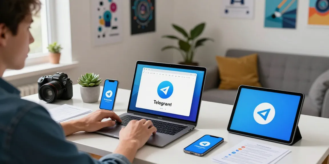 Engaging workspace illustrating telegram chinese safe download process with devices showcasing Telegram.