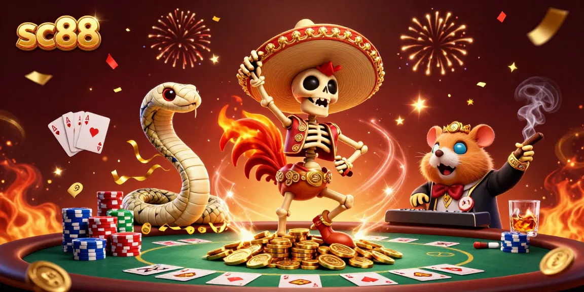 Engage with sc88's vibrant casino scene featuring lively characters celebrating winnings.