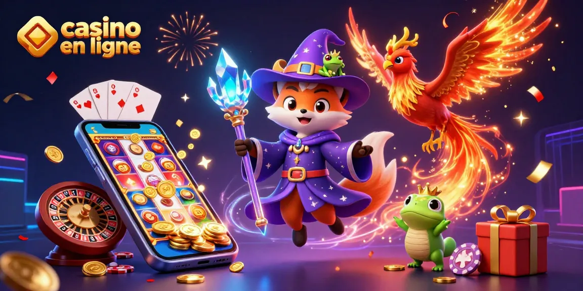 Casino en ligne excitant avec un magicien, un phénix et des éléments de jeu.