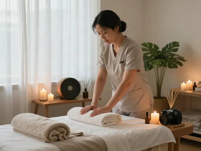 하남출장마사지 session setup with a calming ambiance and professional therapist.