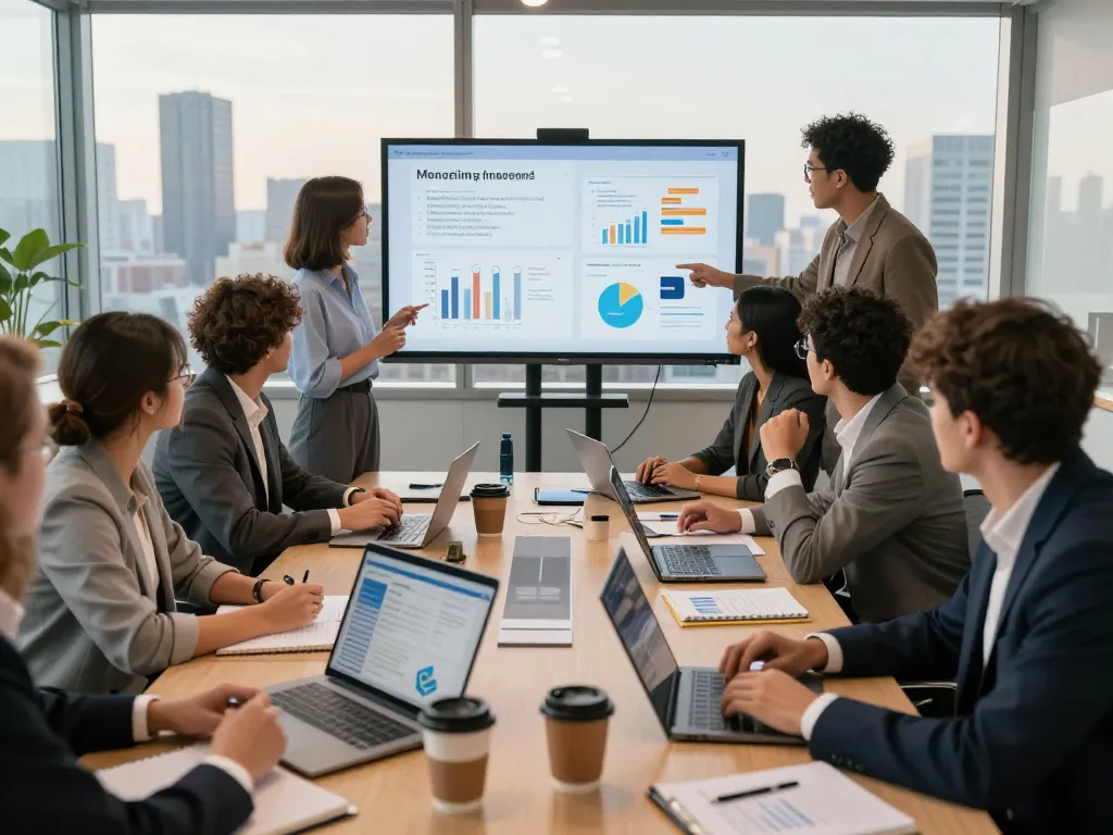 Team collaborating on group buy SEO tools strategy in a modern office.