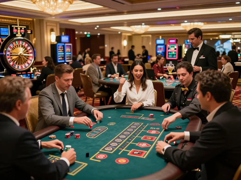 Experience the thrill of five88g with players engaging in strategic table games at a luxurious casino