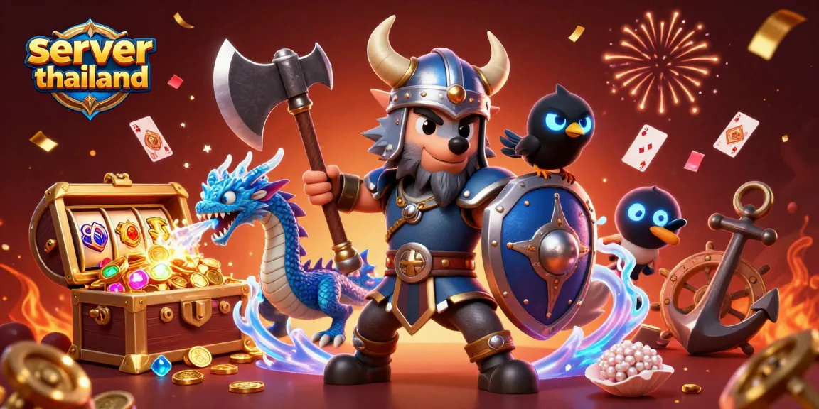 Engage in thrilling spins with server thailand while enjoying the vibrant slot machine action featuring gold coins and gems.