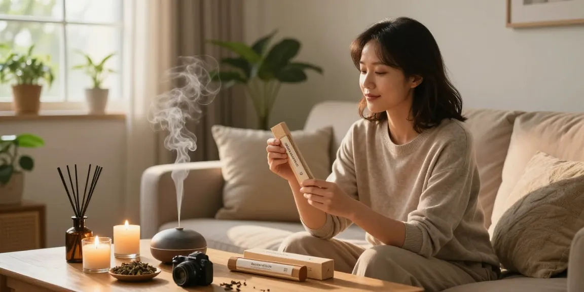 Experience tranquility with Bonzai Citrus Herbal Incense 3G online in the UK - unboxing in a warm, cozy setting.