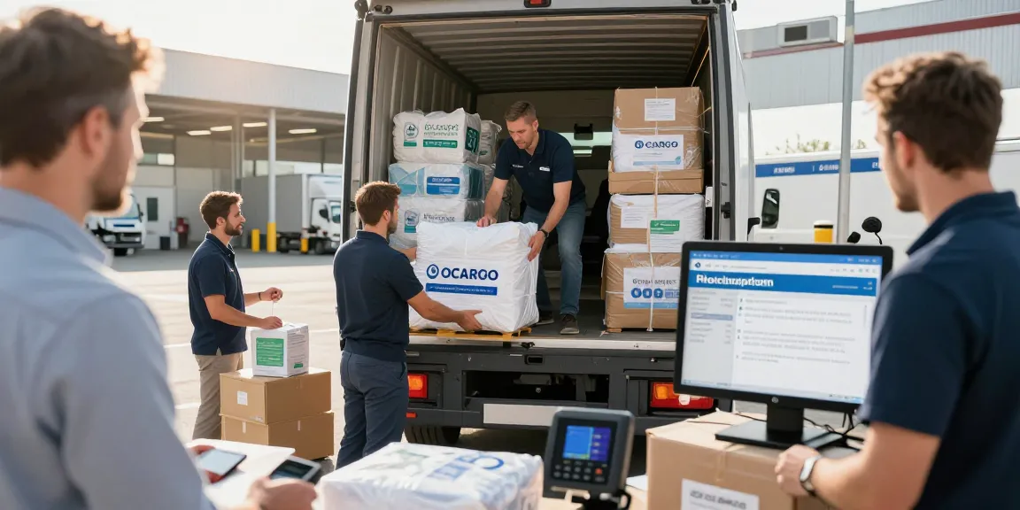 Hilfstransport Dortmund mit engagierten Fahrern und Hilfsgütern in einem modernen Logistikzentrum