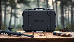 Shop pelican gun case for sale, showcasing robust design and outdoor adventure context.