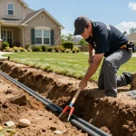 Expert Drainage Services in Weatherford, TX - technician installing French drain, ensuring proper water management