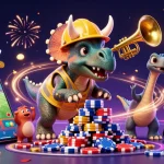 Engage in judi bola online betting as colorful graphics and action unfold in a vibrant, celebratory 3D illustration.