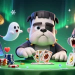 Join in the excitement with CIKA4D as the cartoon bulldog dealer deals at a spooky casino.