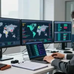 Recover stolen cryptocurrency with expert analysis in a modern office filled with technology and blockchain data.