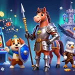 Spin and win at Sun Win in this vibrant casino scene packed with medieval themed characters!