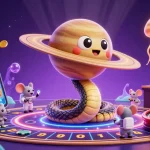Experience the thrilling action at DUCATITOGEL with astronaut mice betting on a roulette wheel made of Saturn's rings.