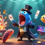 Parlay dan jackpot meledak di ilustrasi kasino bawah laut yang penuh warna dan detail.