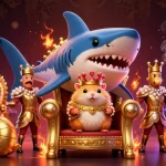 Experience thrilling action at online casinos Australia with a king atop a shark throne.