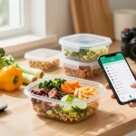 Cooking a healthy meal while using the best macro tracker app to track nutrients and macros.